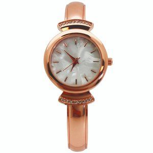 Olivia Pratt Pearl Tone Face Metal Bangle Watch